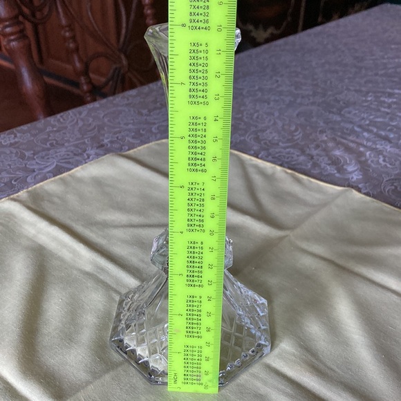 Crystal candlestick 8” hi 4 “ wide octagonal shape w/lattice pattern - Picture 4 of 5